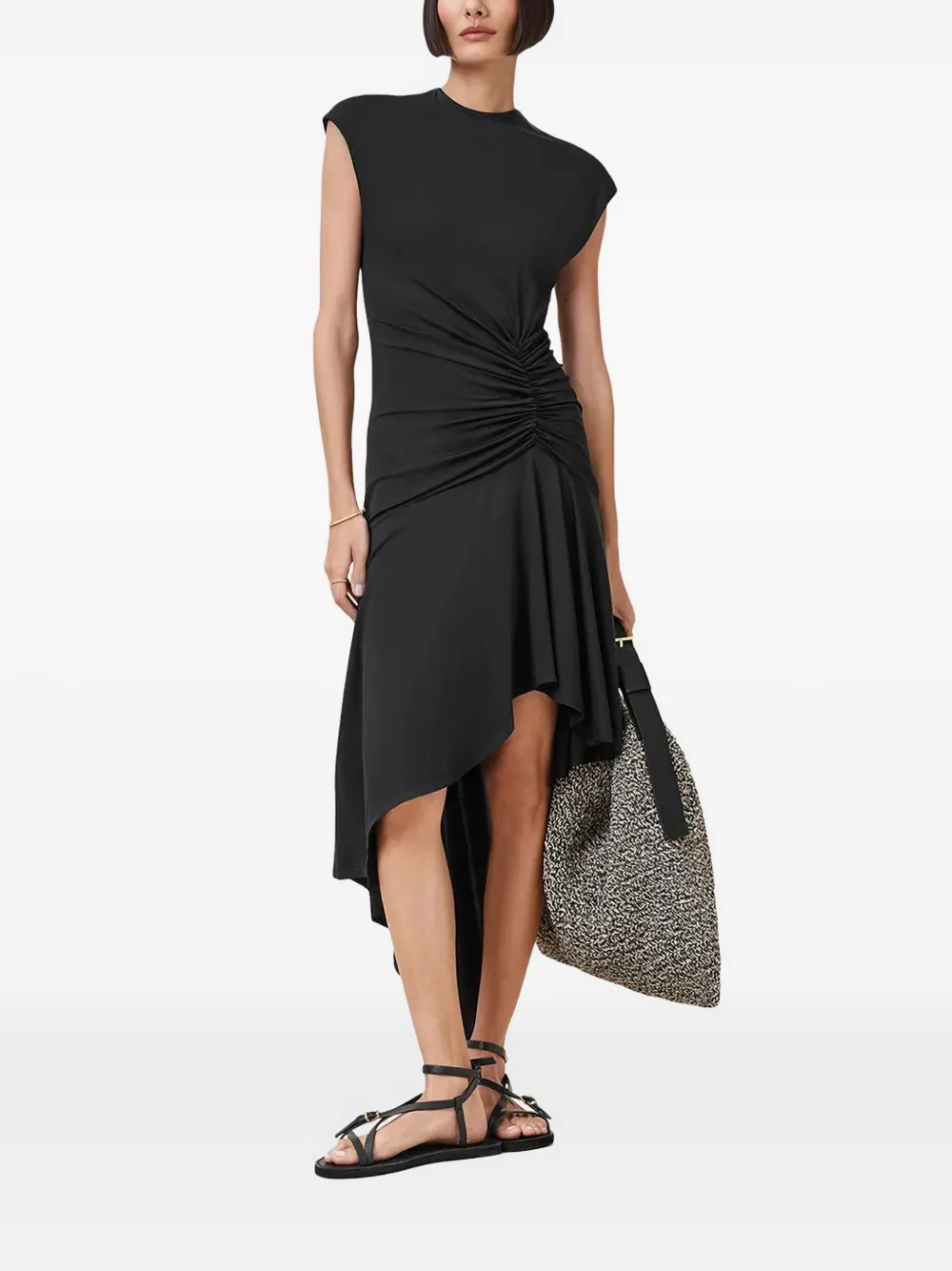 AllSaints Asymmetrische midi-jurk Zwart