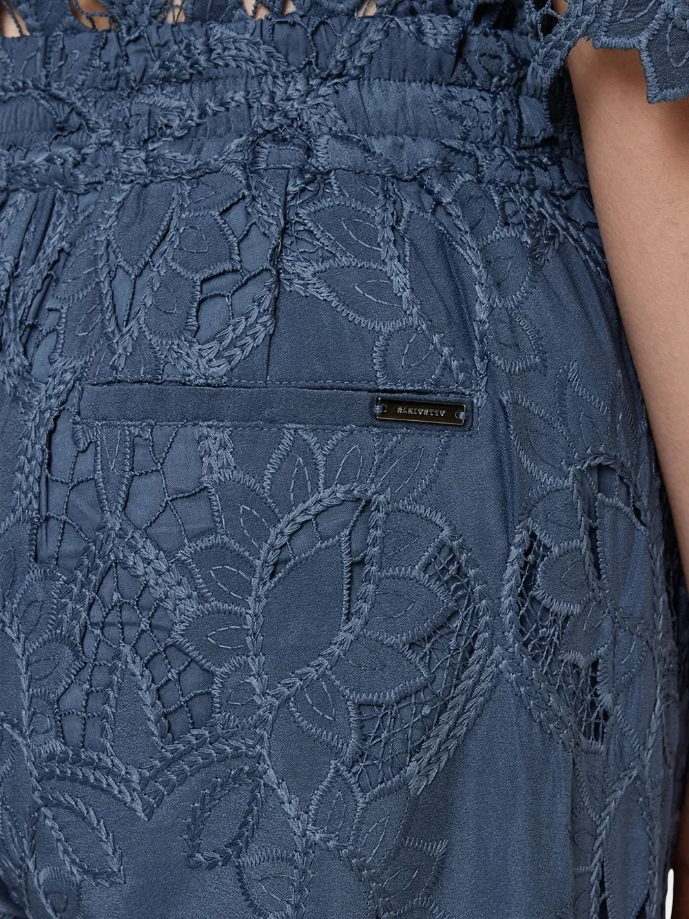 AllSaints Charli broek met bloemenkant Blauw