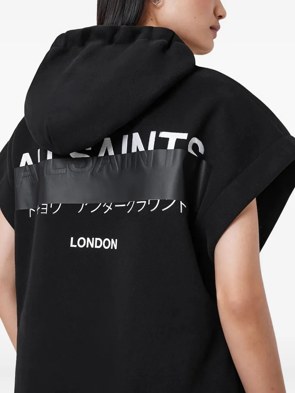 AllSaints Sorri Redact Logo hoodie Zwart
