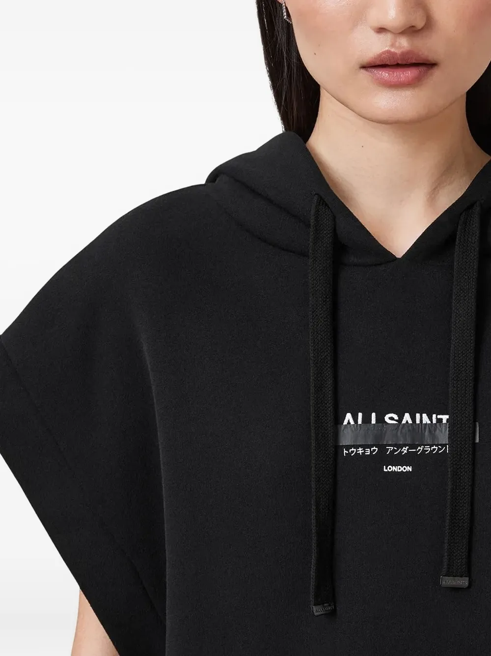 AllSaints Sorri Redact Logo hoodie Zwart