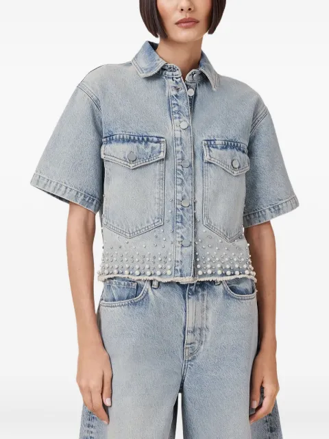 AllSaints pearl-embellished denim shirt