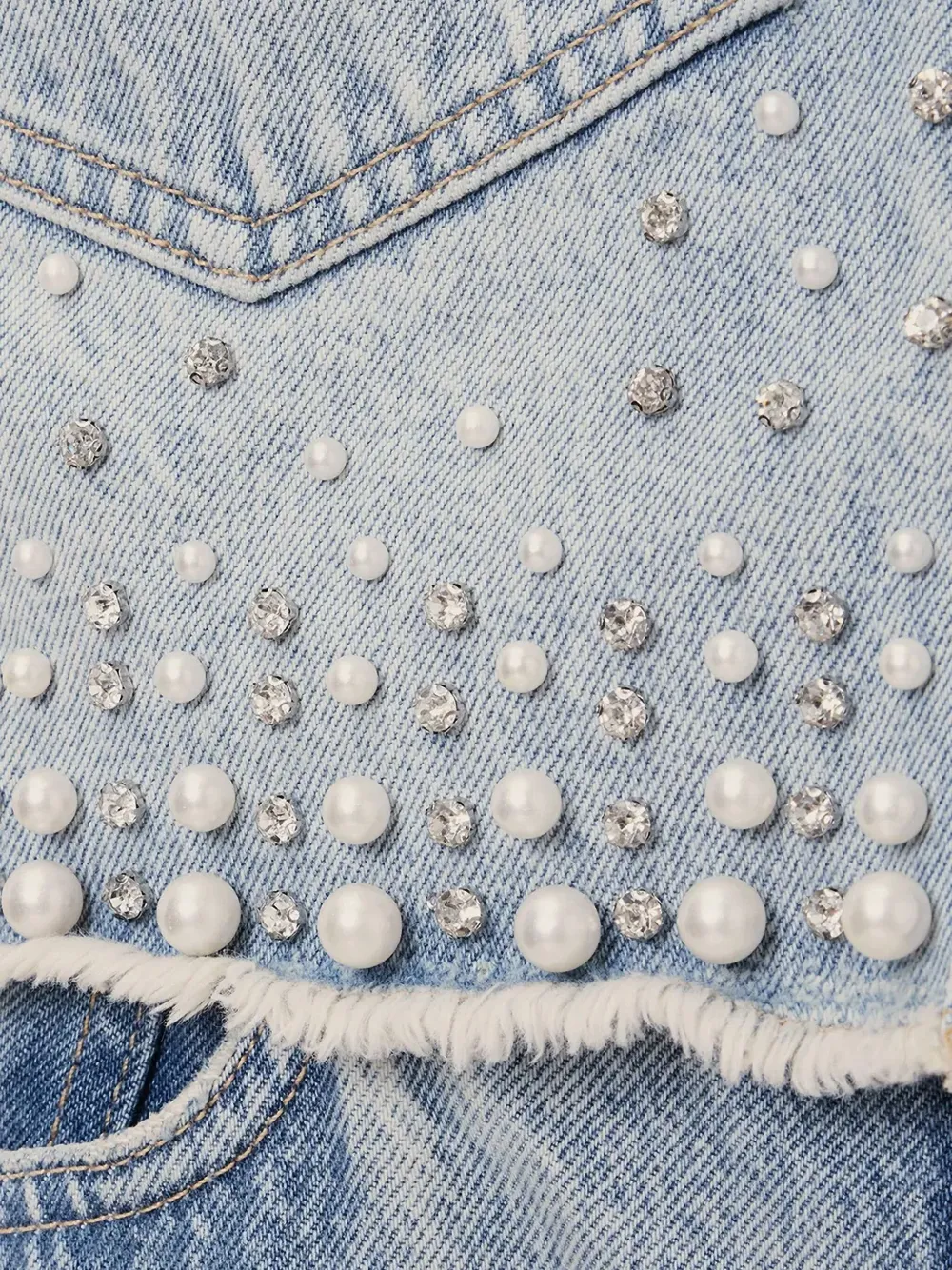 Allsaints Tove Embellished Short Sleeve Oversize Denim Button-up Shirt In Blue