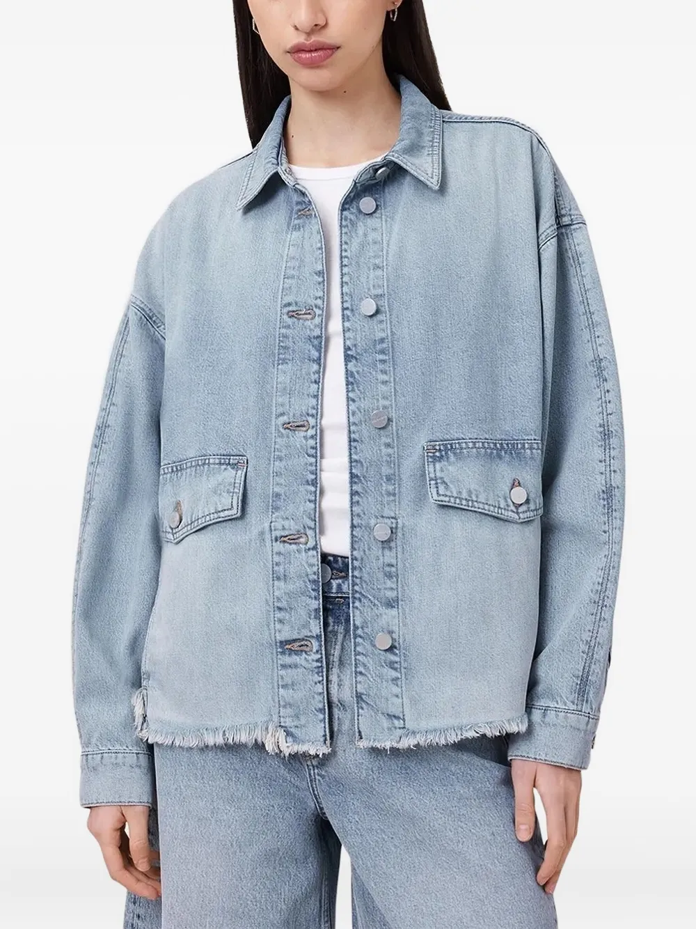 AllSaints Denim jack Blauw