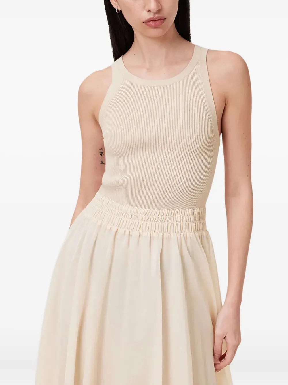 AllSaints スモックウエスト リブニットドレス - ニュートラル AllSaints スモックウエスト リブニットドレス - ニュートラル
