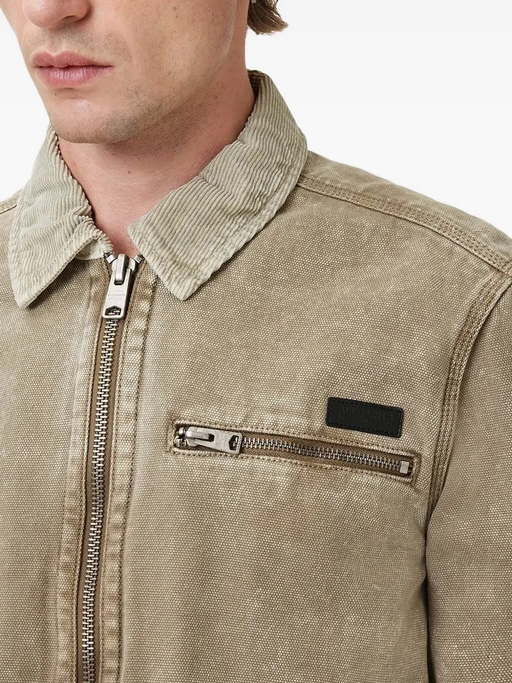 AllSaints Jack met ribfluwelen kraag en rits Bruin