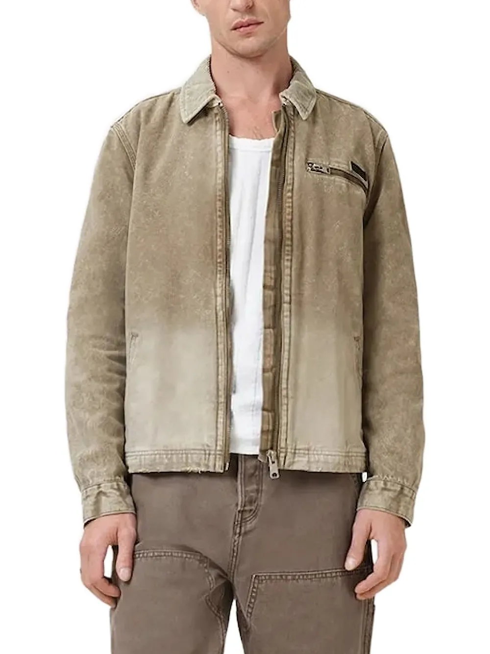 AllSaints Jack met ribfluwelen kraag en rits Bruin