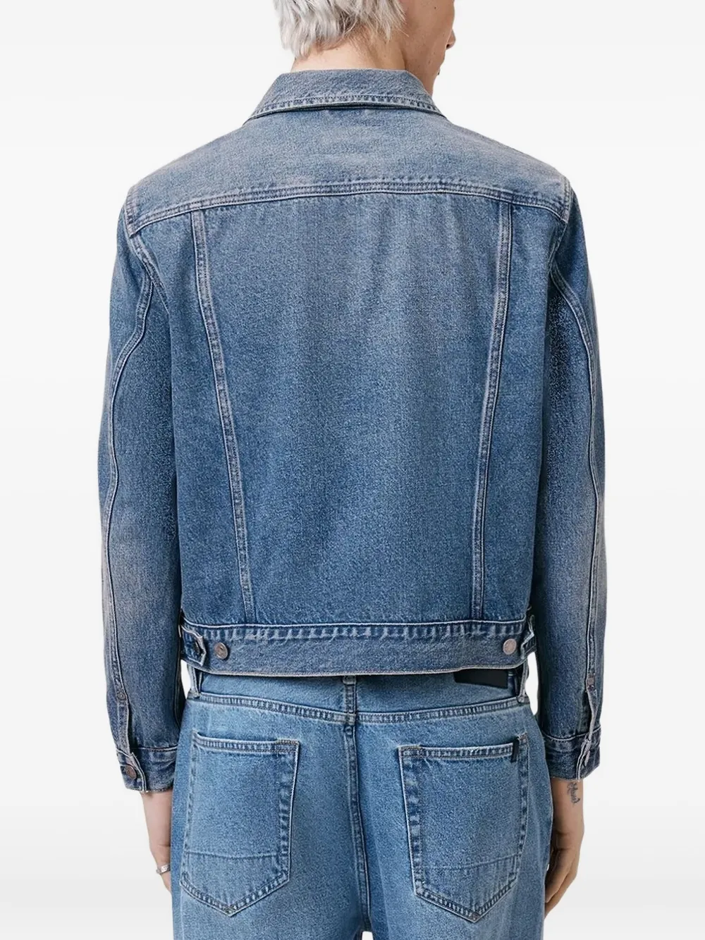 AllSaints Exile denim jack met knoopsluiting Blauw