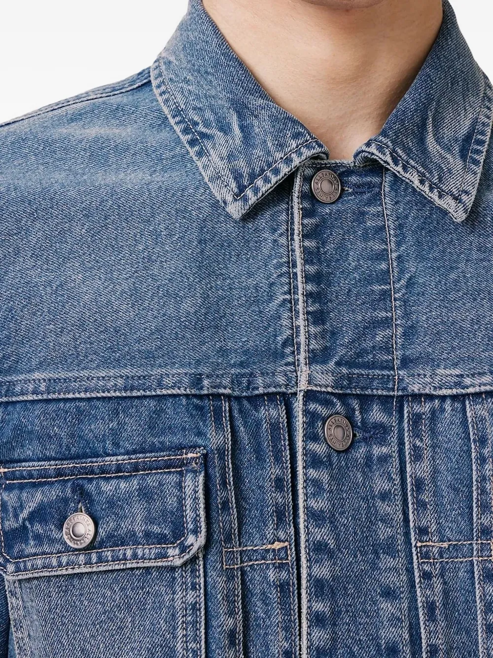 AllSaints Exile denim jack met knoopsluiting Blauw