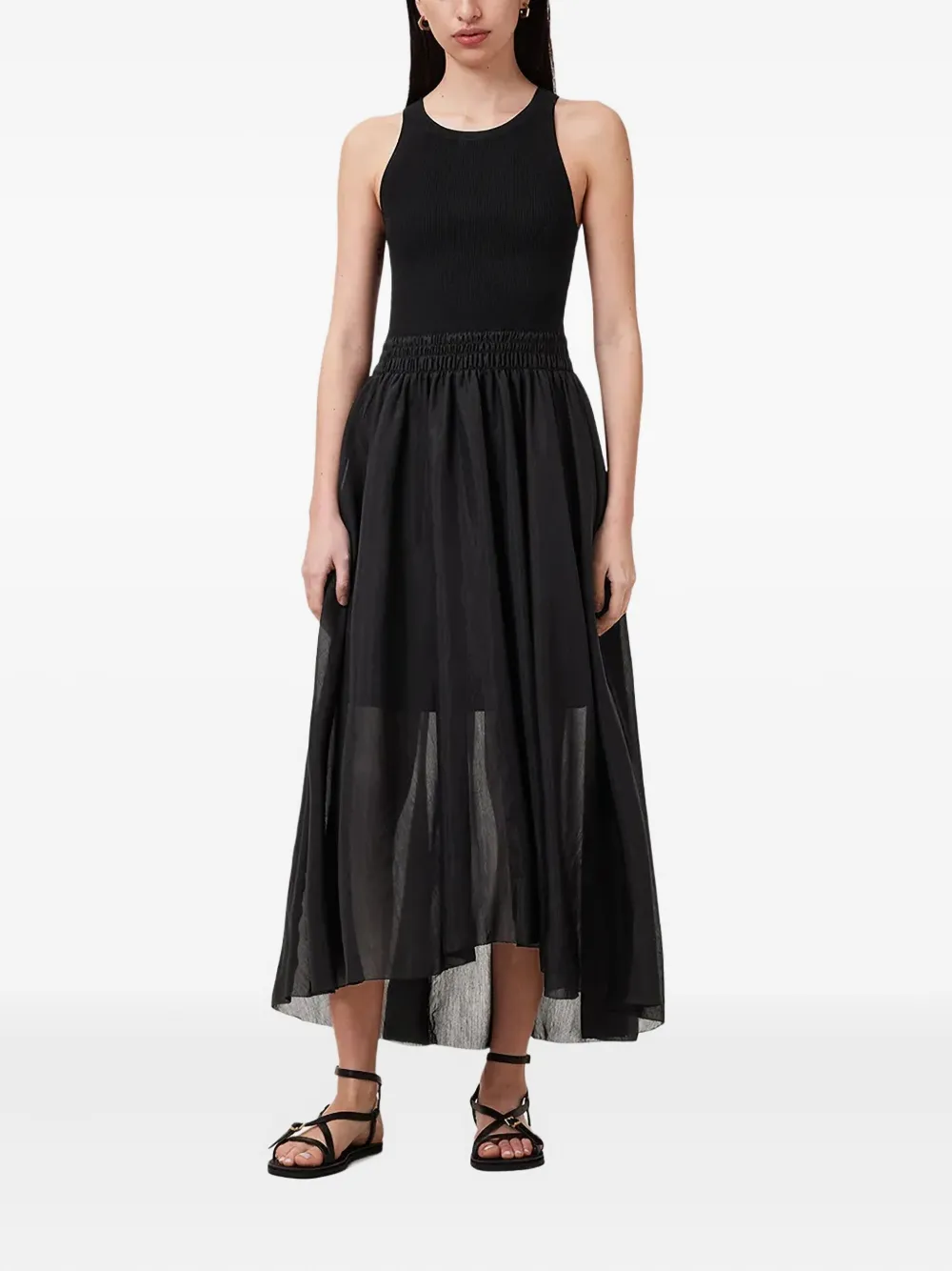 AllSaints Maxi-jurk met elastische taille - Zwart