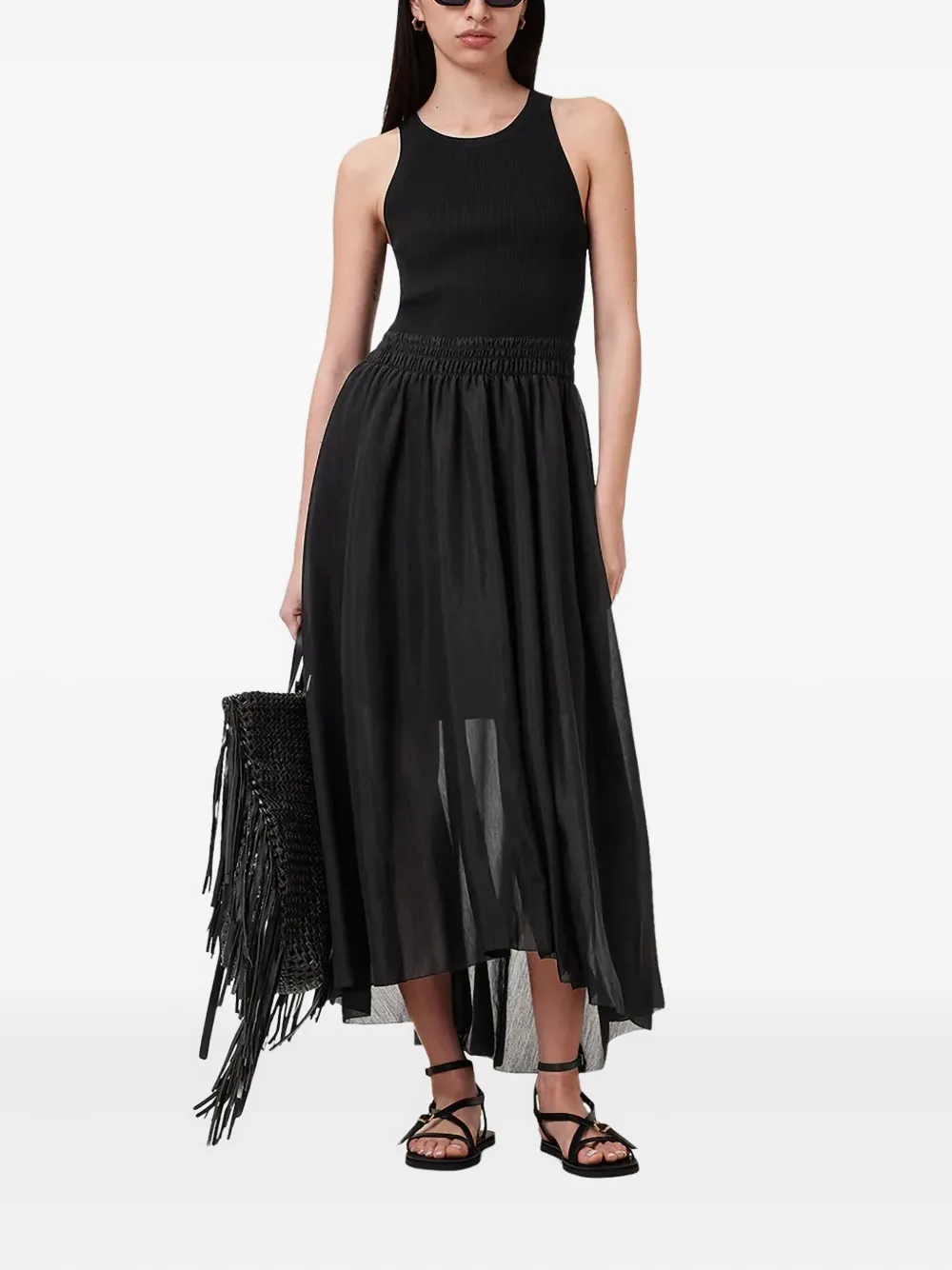 AllSaints Maxi-jurk met elastische taille Zwart