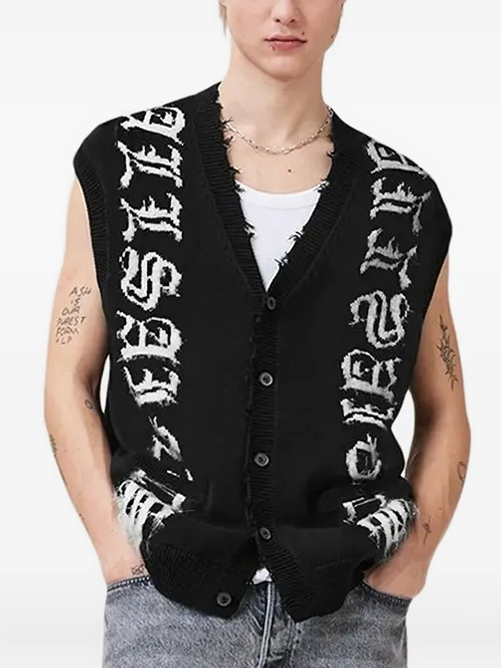 AllSaints Scripture mouwloos vest Zwart