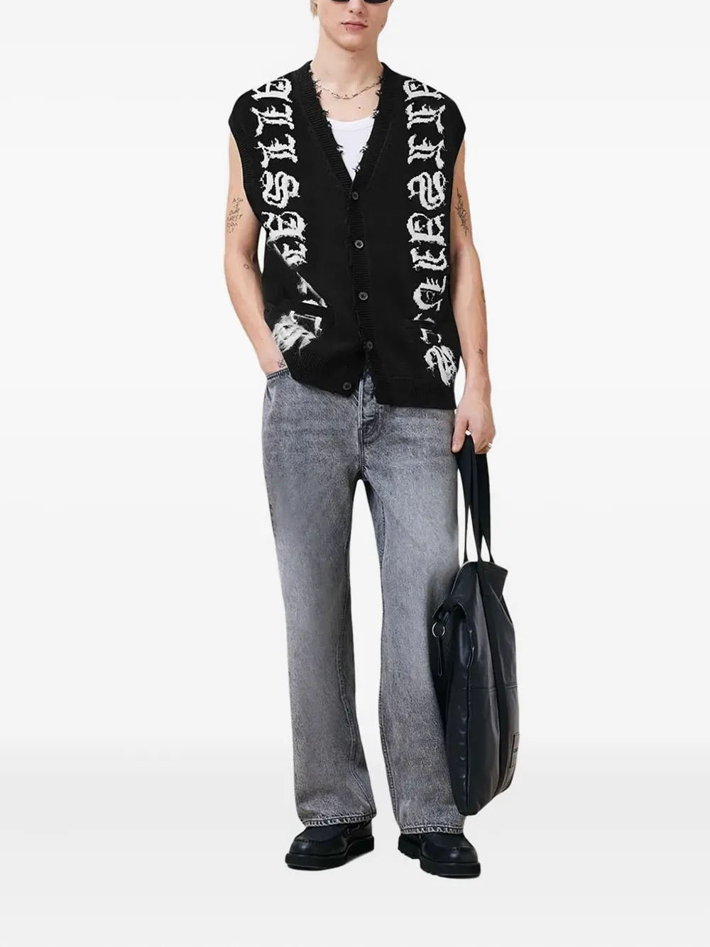 AllSaints Scripture mouwloos vest Zwart