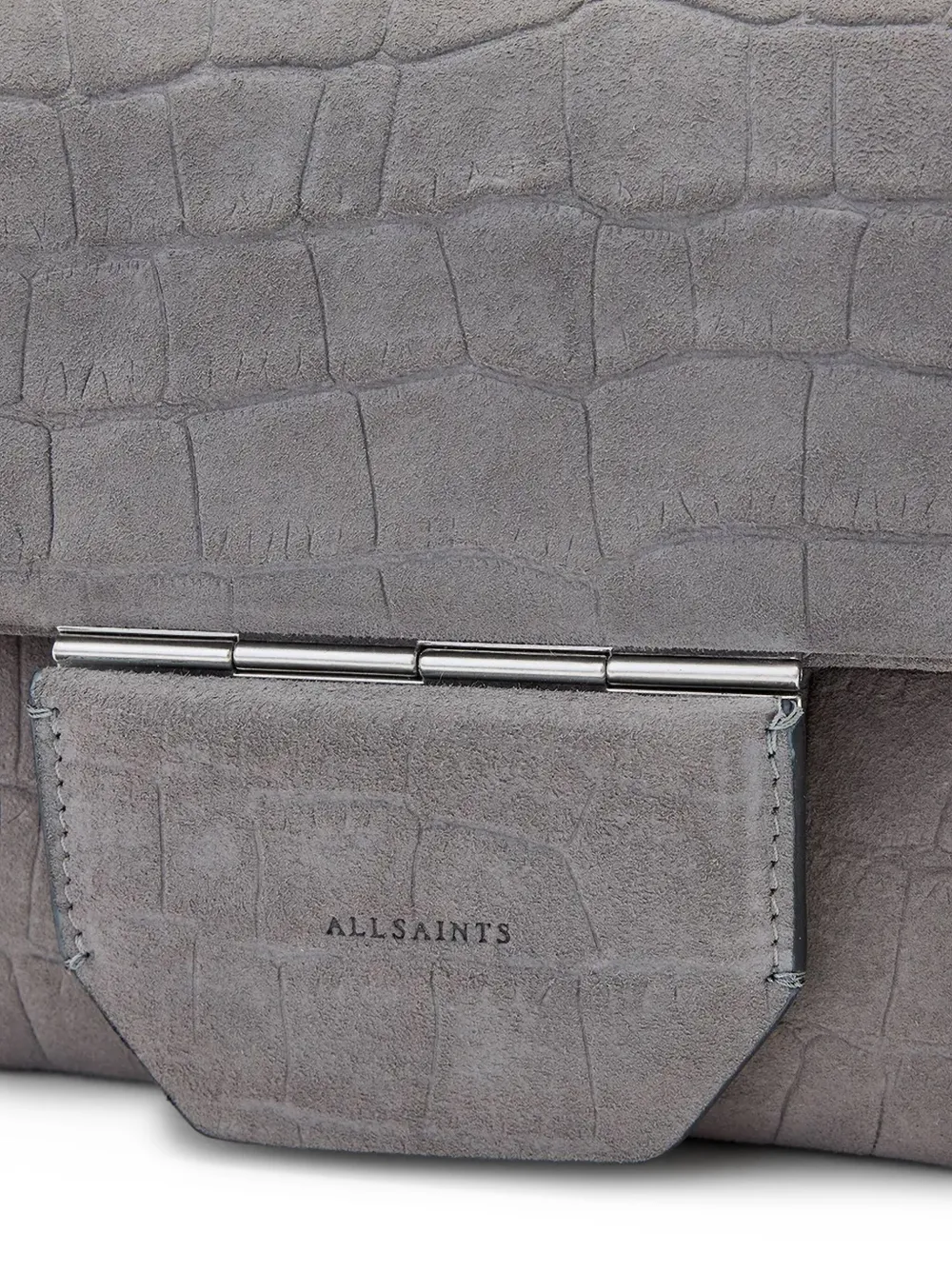 AllSaints Tas met omslag en krokodillen-reliëf Blauw