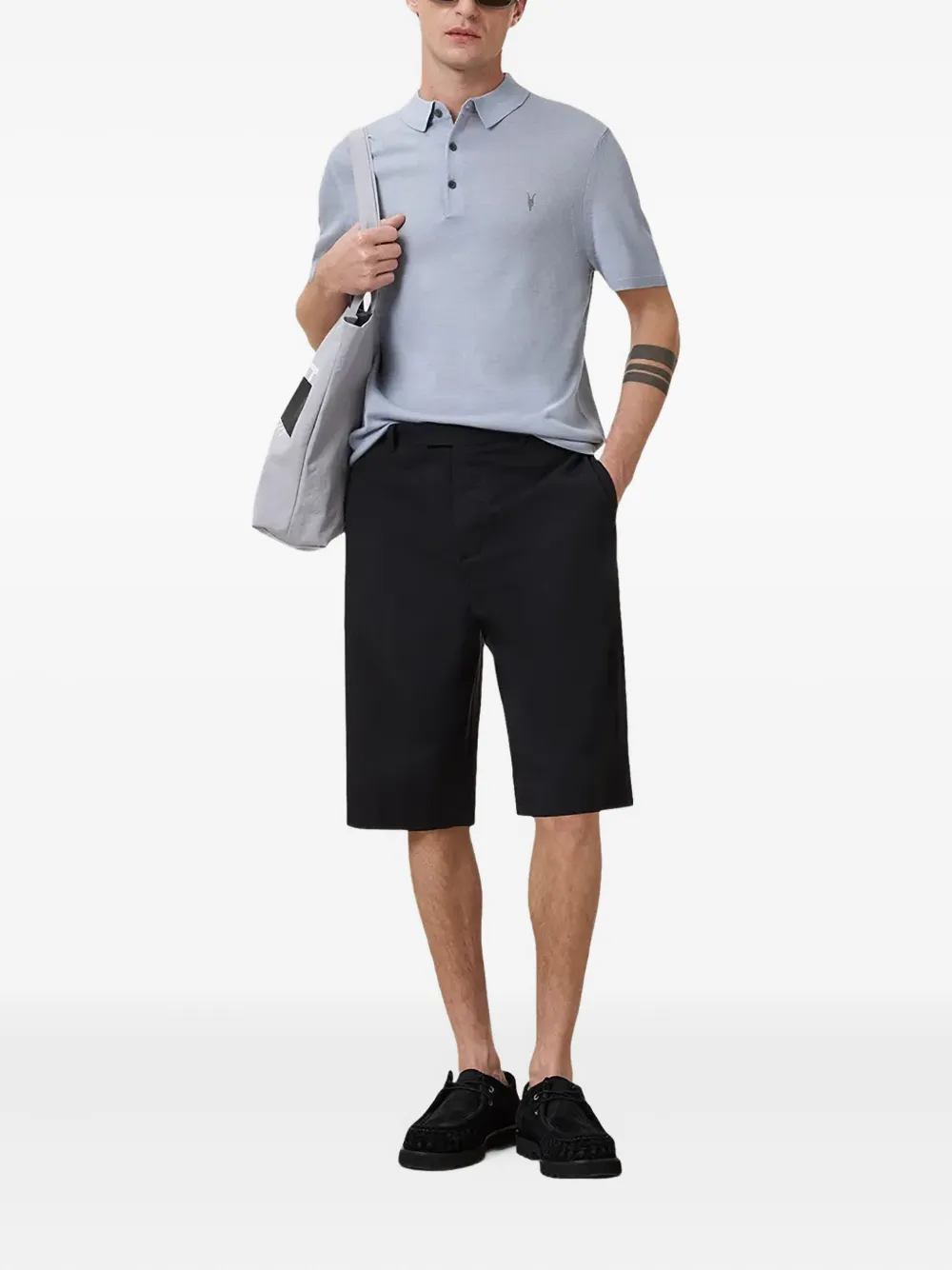 AllSaints Poloshirt met borduurwerk - Blauw