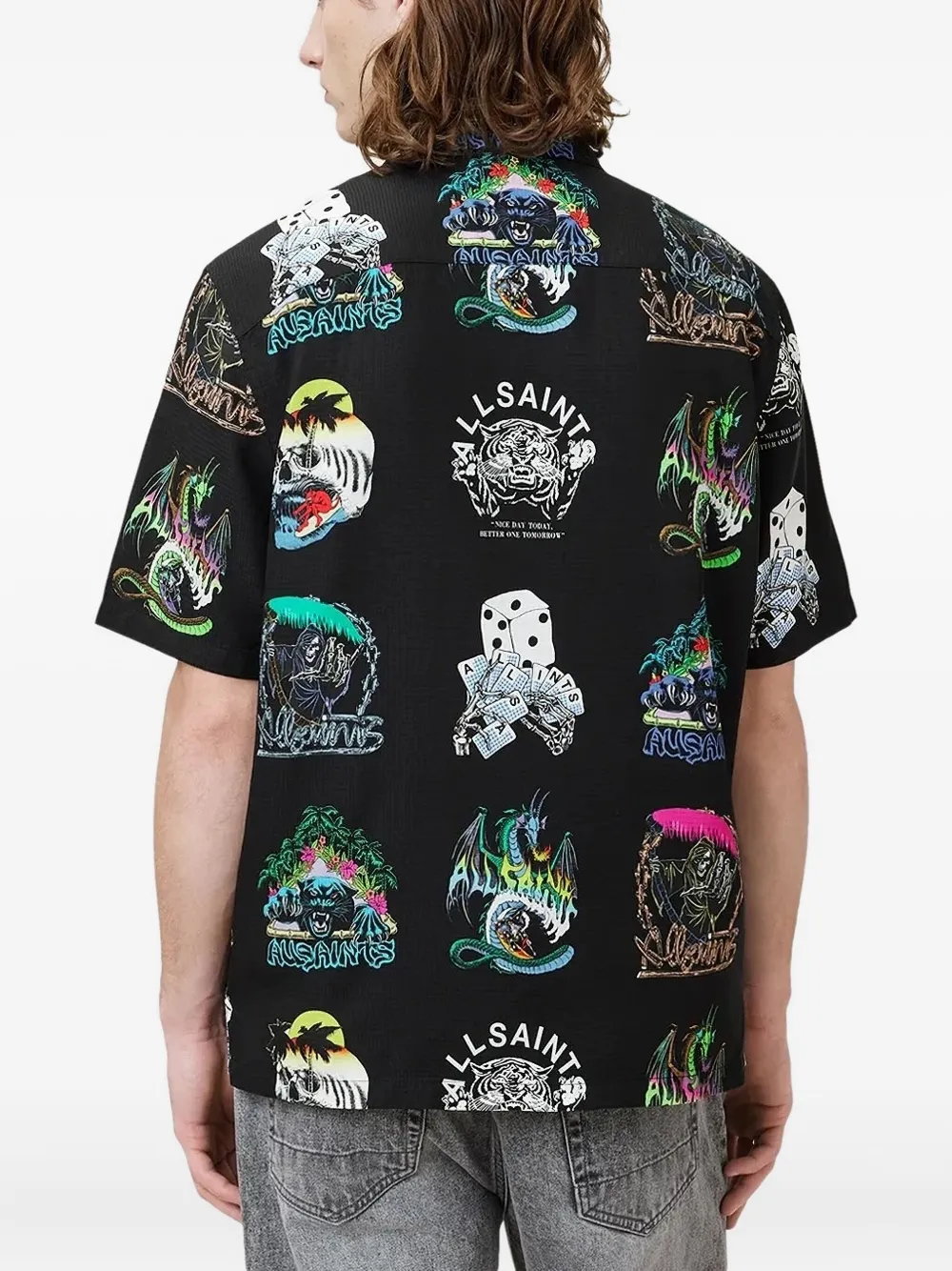 AllSaints Overhemd met grafische print Zwart