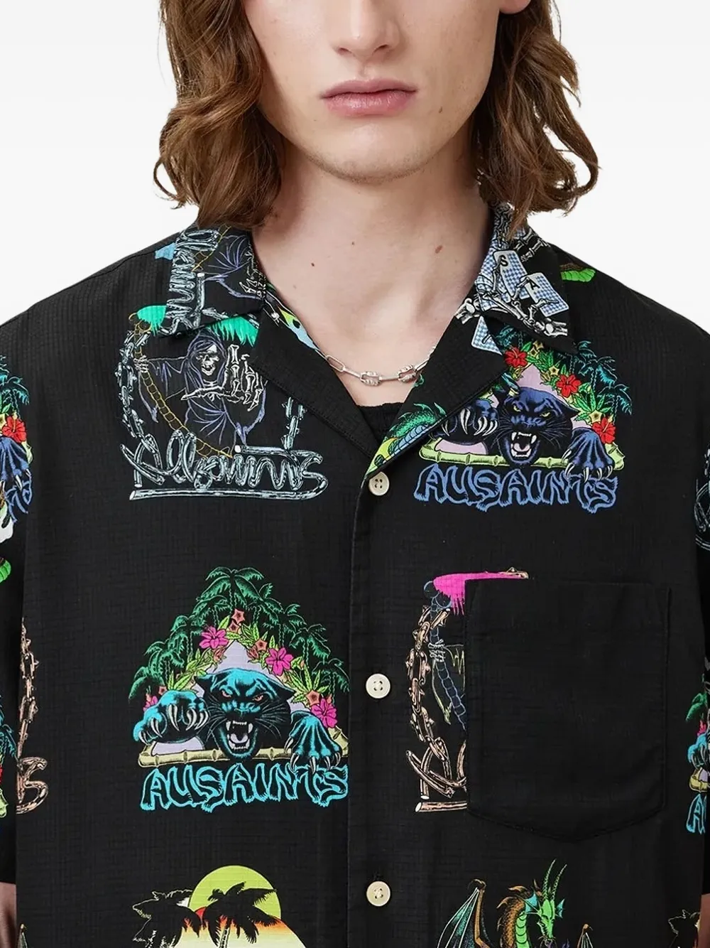 AllSaints Overhemd met grafische print Zwart