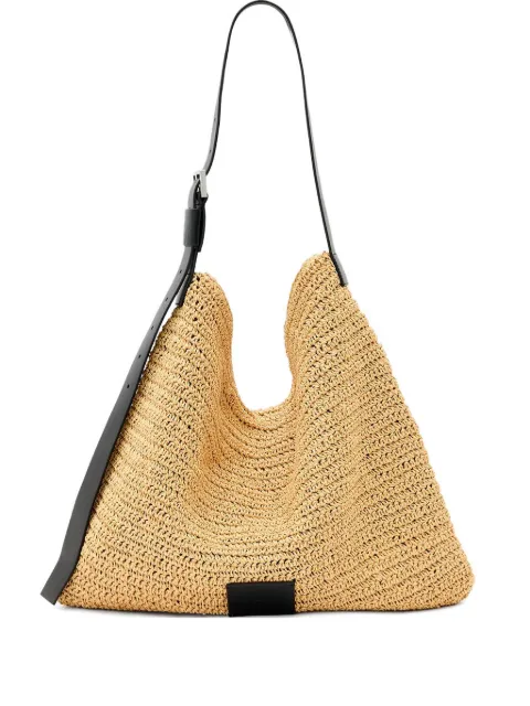 AllSaints Asha woven leather-trimmed tote bag