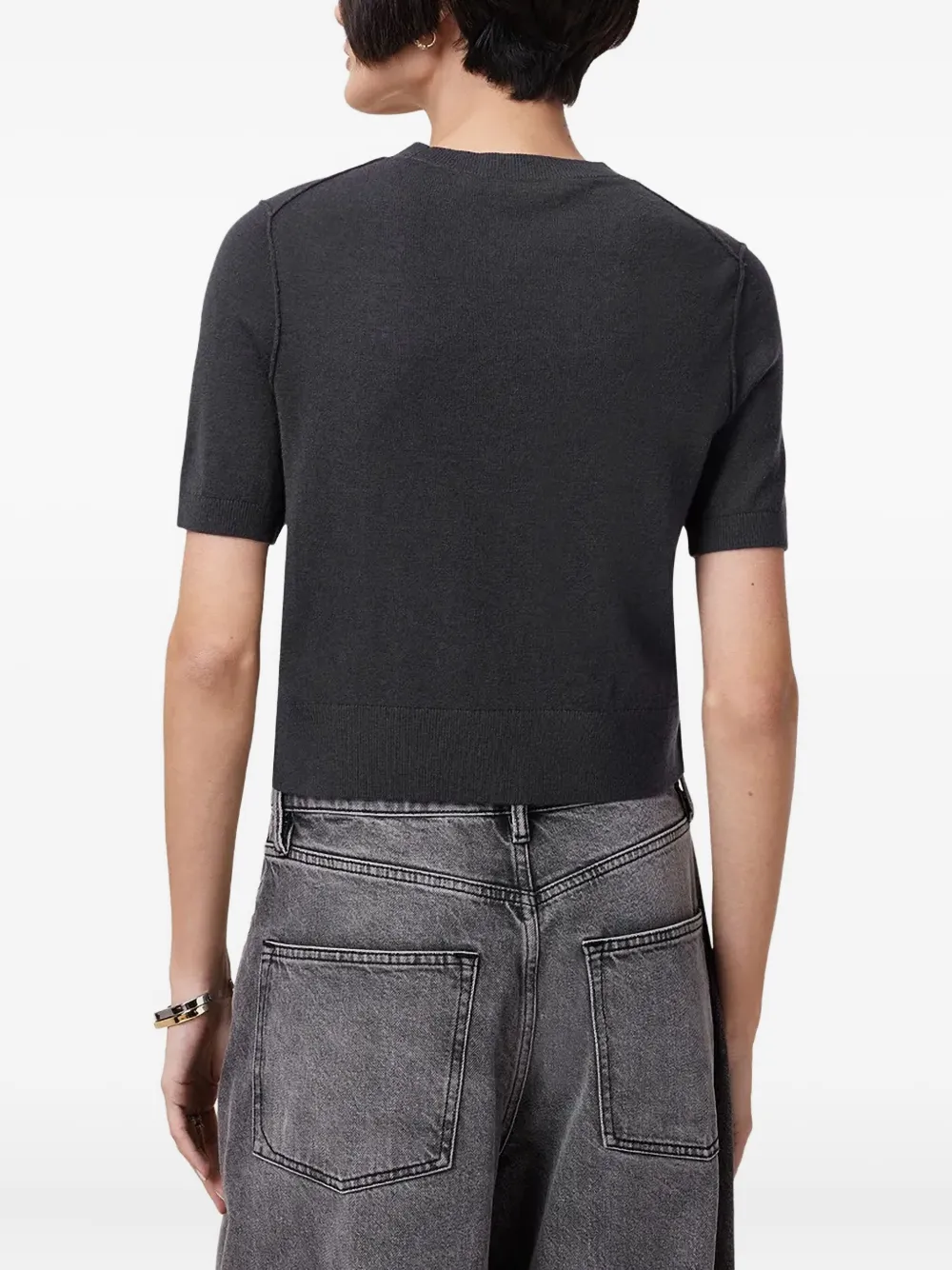 Allsaints Short-sleeve Crew-neck Top In Black