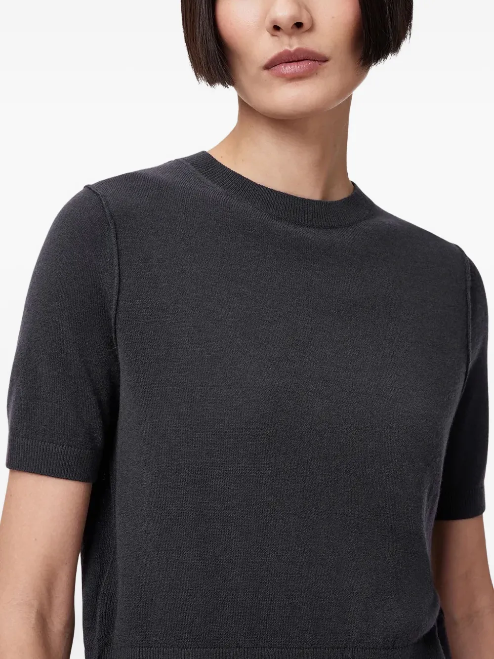 Allsaints Short-sleeve Crew-neck Top In Black