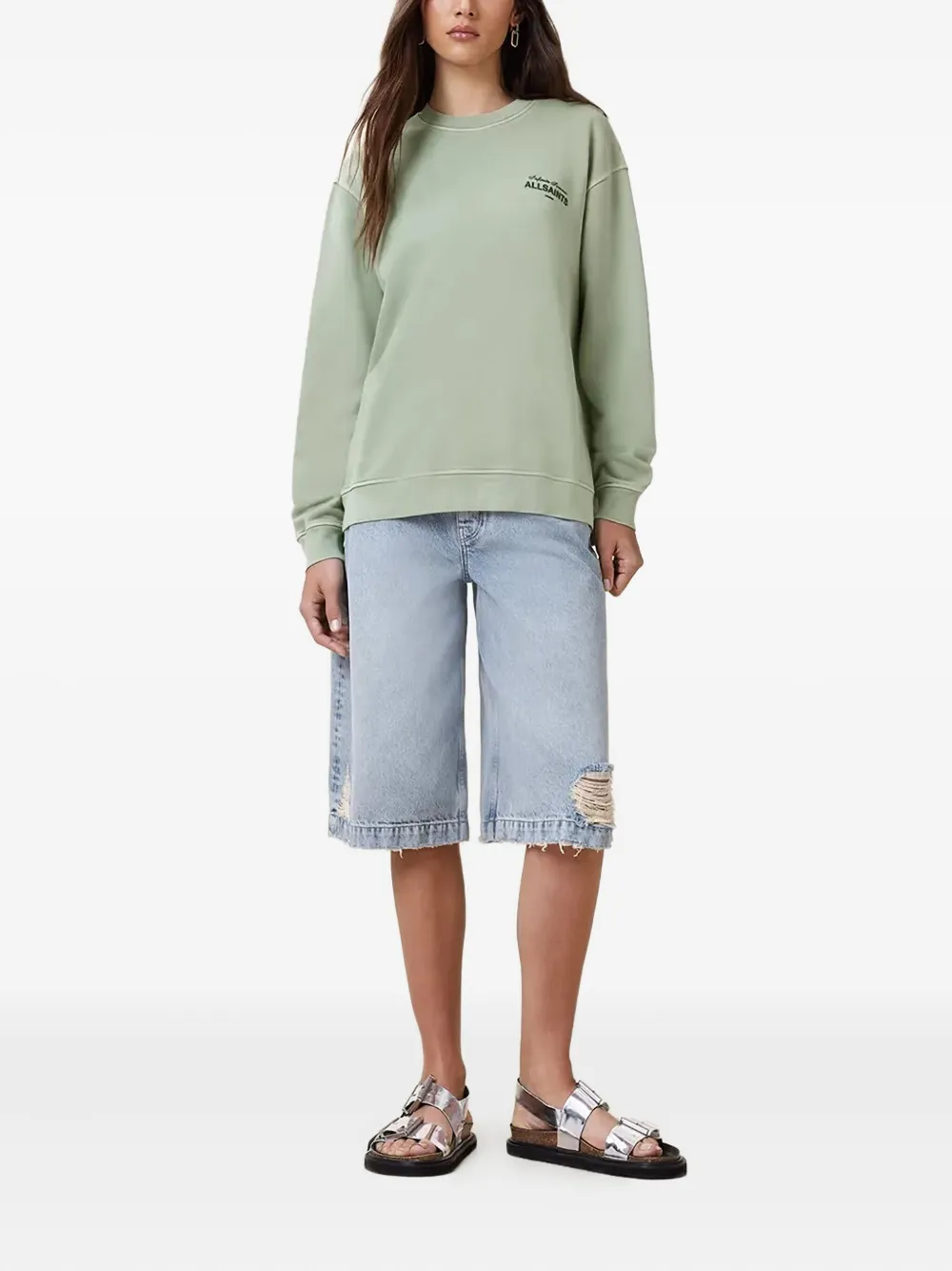 AllSaints Etta sweater met logoprint Groen