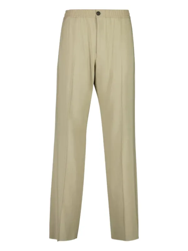 Ferragamo Elasticated-waist Button Trousers in Neutrals