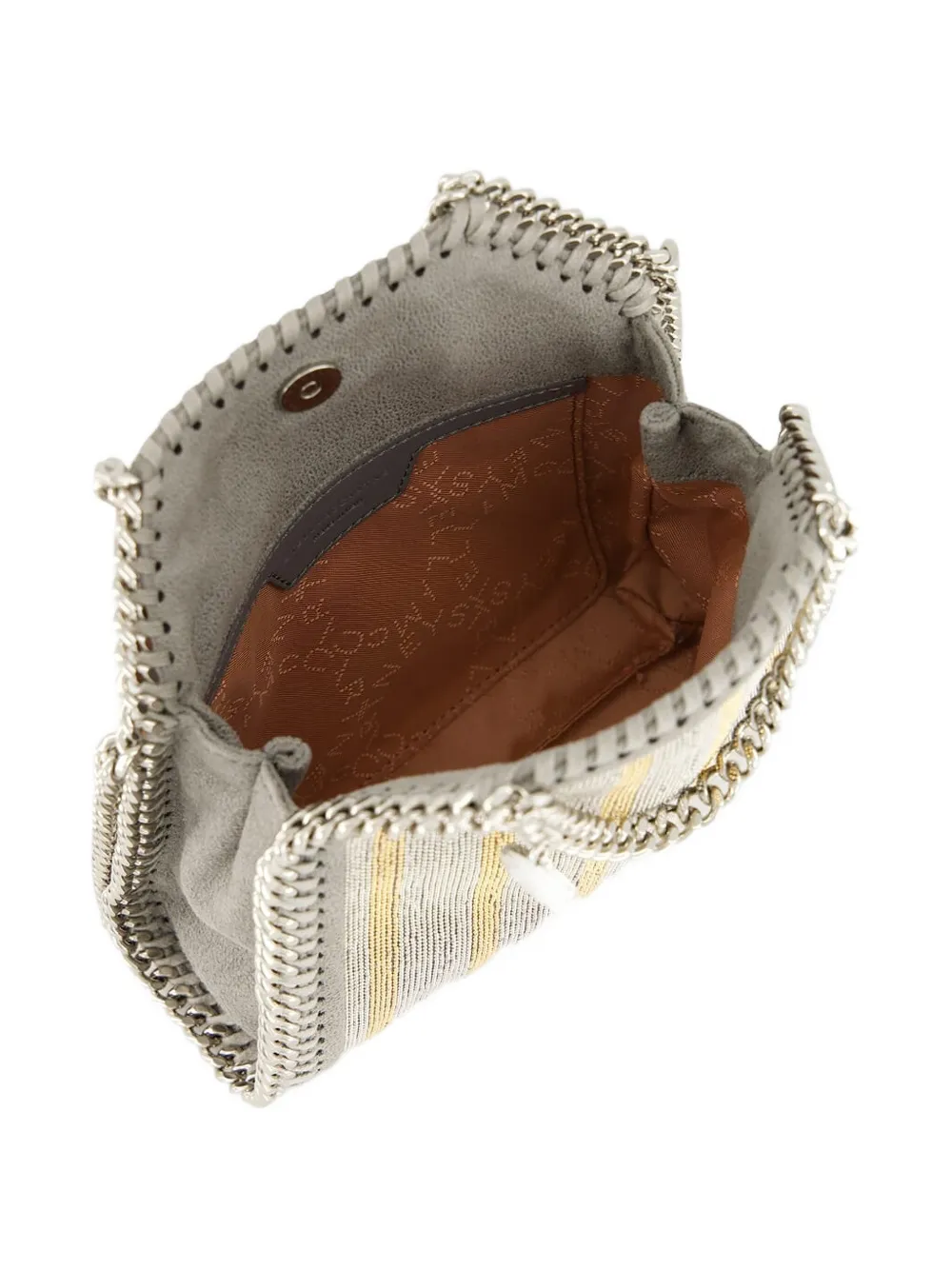 Stella McCartney Falabella gestreepte metallic tas Zilver