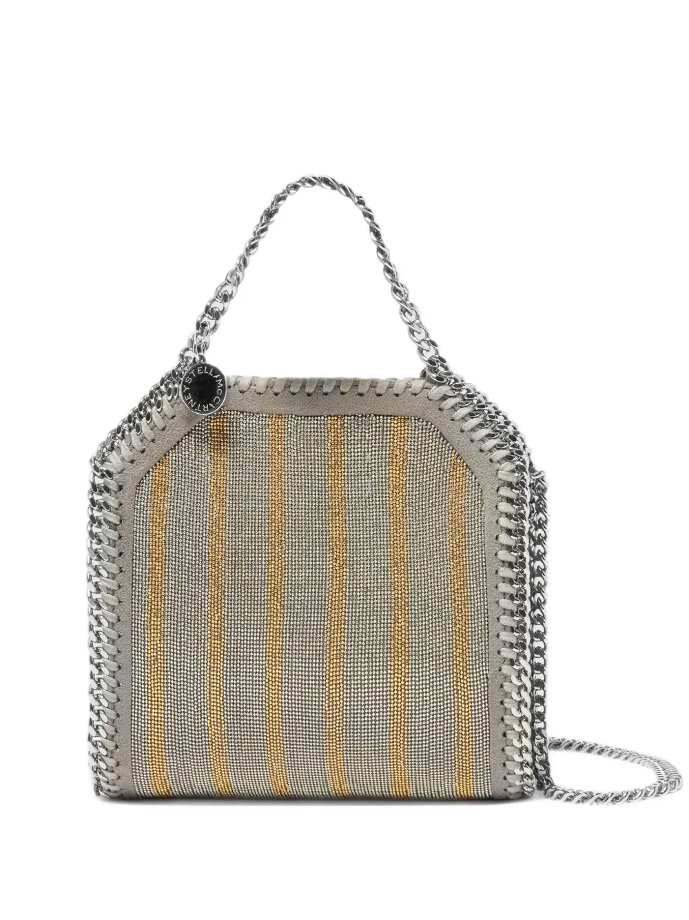 Stella McCartney Falabella striped metallic bag - Neutrals