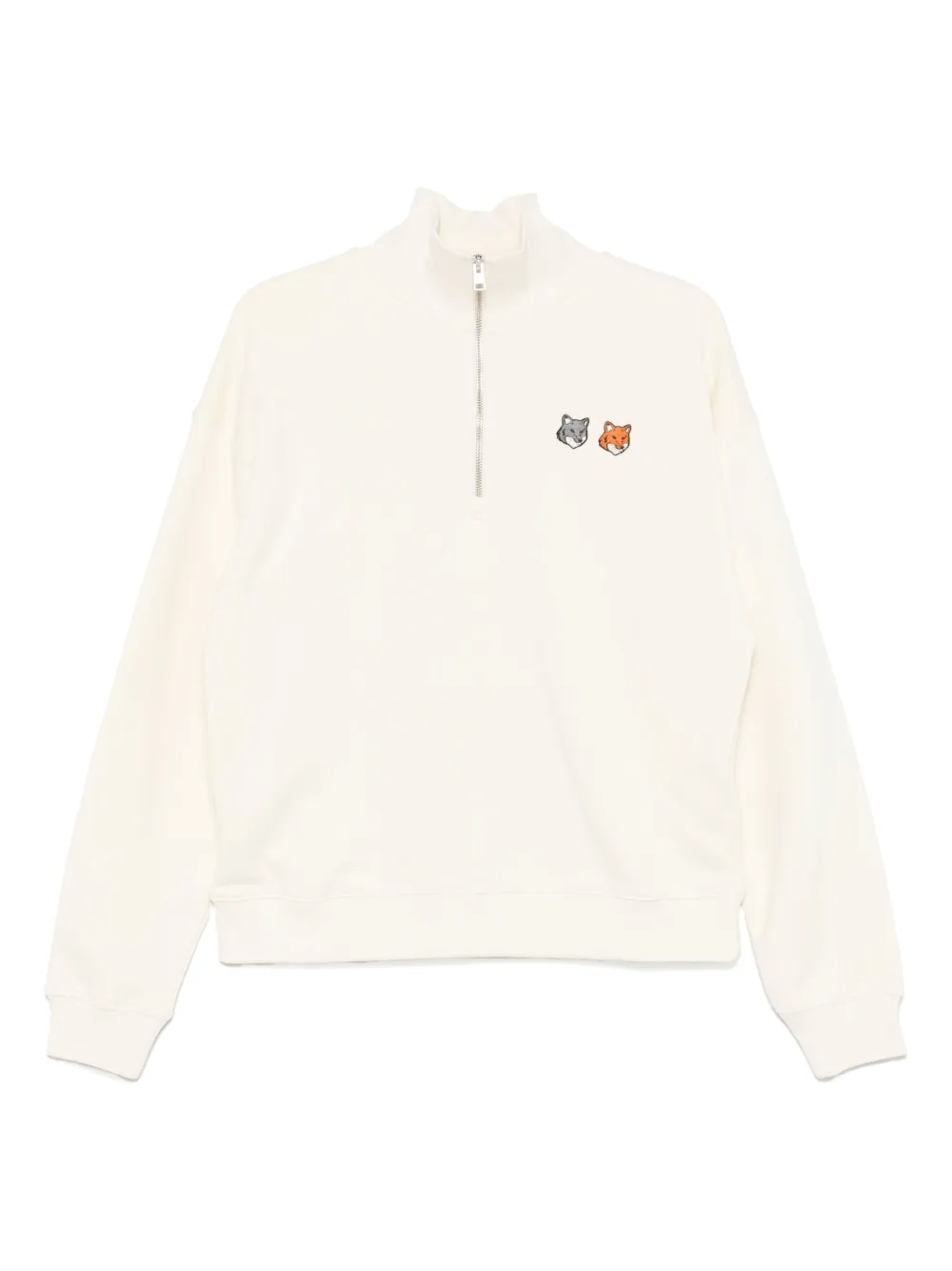 Maison Kitsuné Katoenen sweater met rits Beige