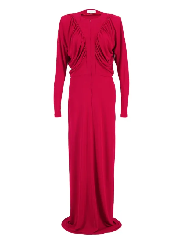 stella mccartney red dress Stella Mccartney Draped Long-sleeve Gown