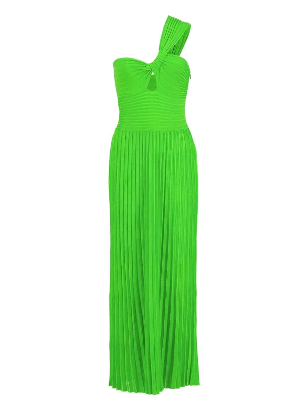 one-shoulder pleated maxi dress