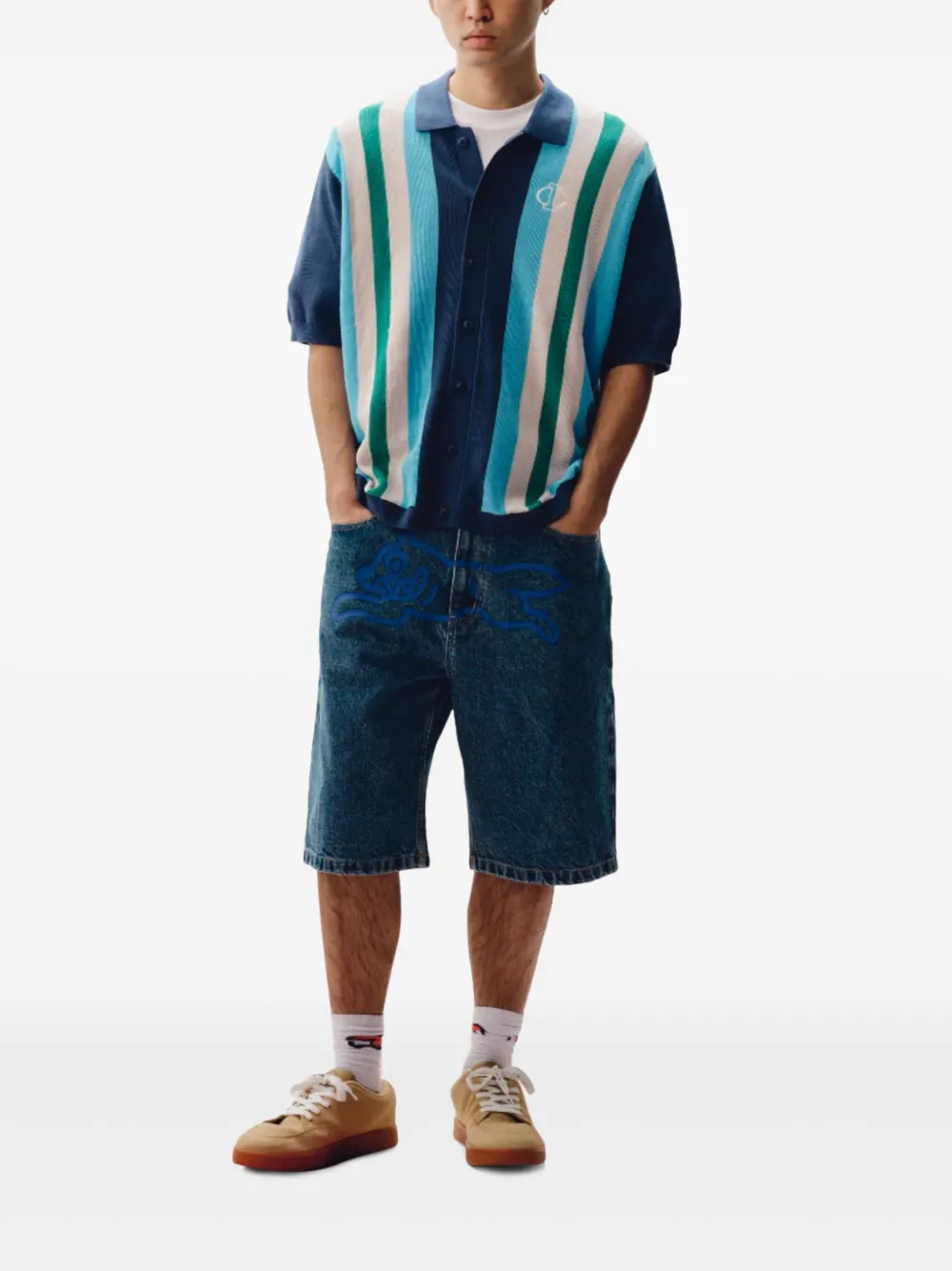 ICECREAM striped polo shirt - Blauw