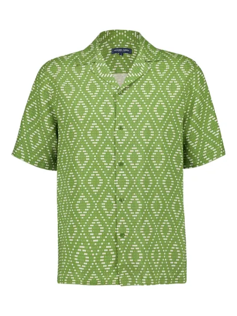 Frescobol Carioca Roberto short-sleeve raffia-print shirt