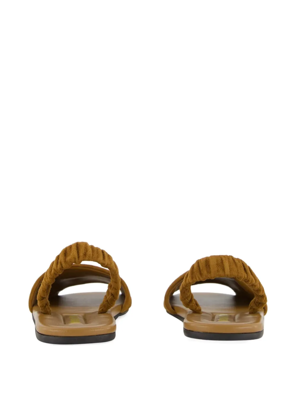 Miu Ruches suède sandalen met elastisch bandje Bruin