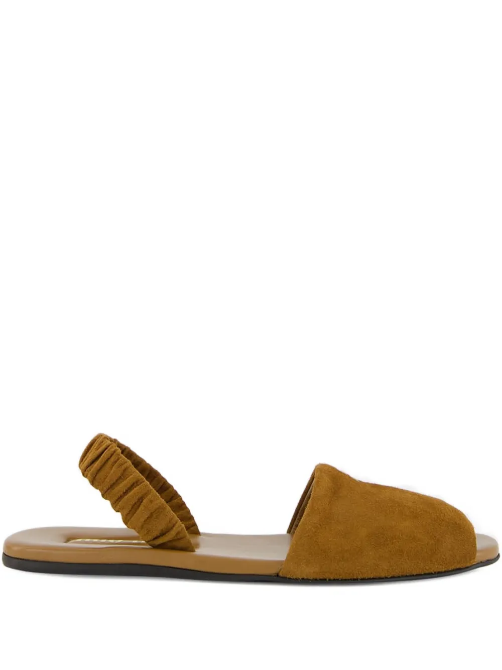 Miu Ruches suède sandalen met elastisch bandje Bruin