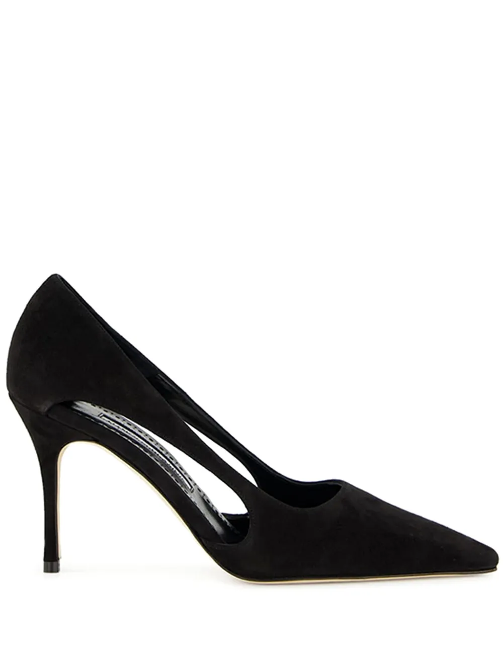 Manolo Blahnik 90MM cut-out suede pumps Black
