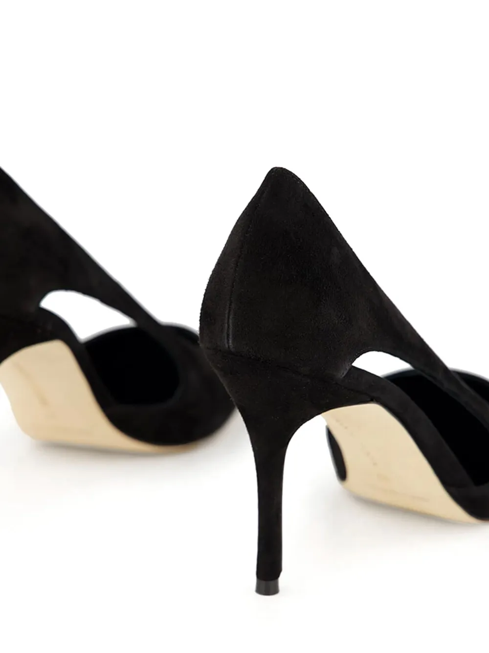 Manolo Blahnik 90MM cut-out suede pumps Black