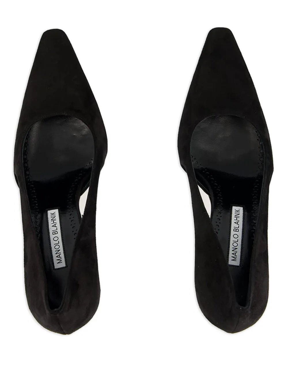 Manolo Blahnik 90MM cut-out suede pumps Black