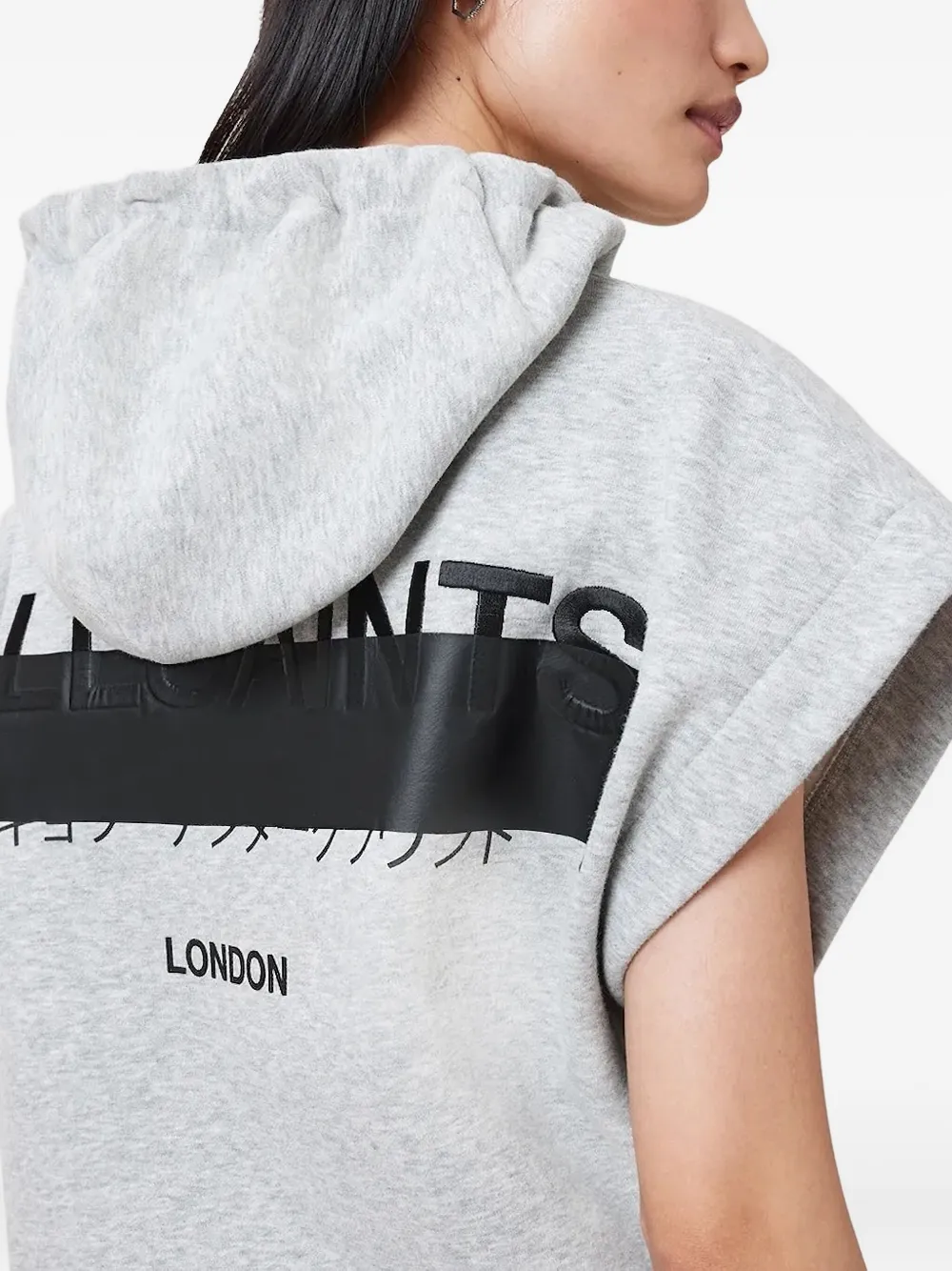 AllSaints Hoodie met korte mouwen Grijs