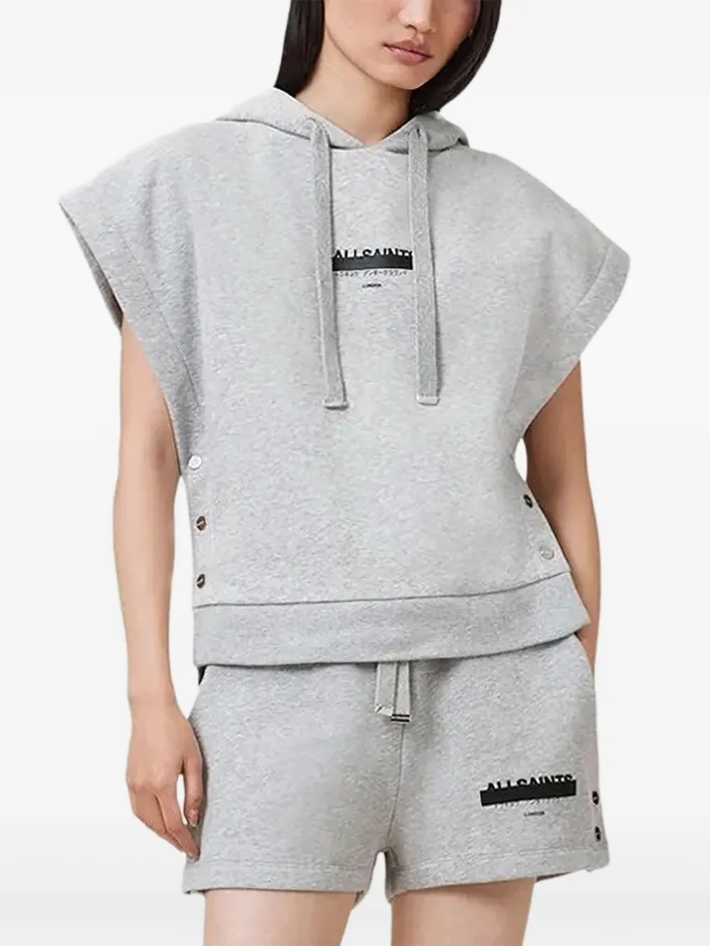 AllSaints Hoodie met korte mouwen Grijs