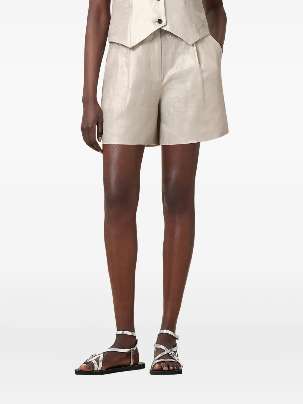 AllSaints Averie linnen shorts Zilver