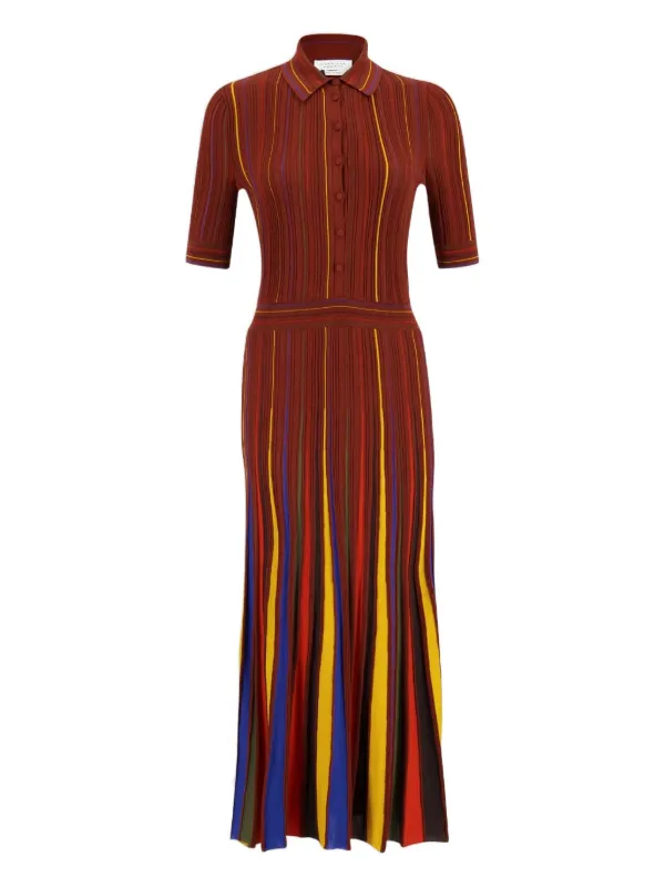Gabriela Hearst Calypso Striped Midi Dress in Red