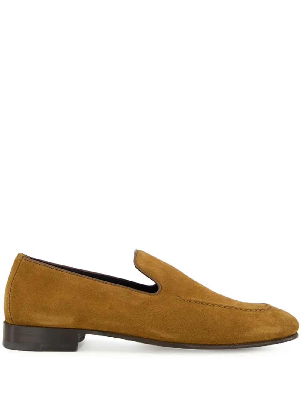 Manolo Blahnik stitch-detailing suede slip-on loafers Brown