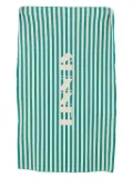 Sunnei striped central-logo beach towel - White