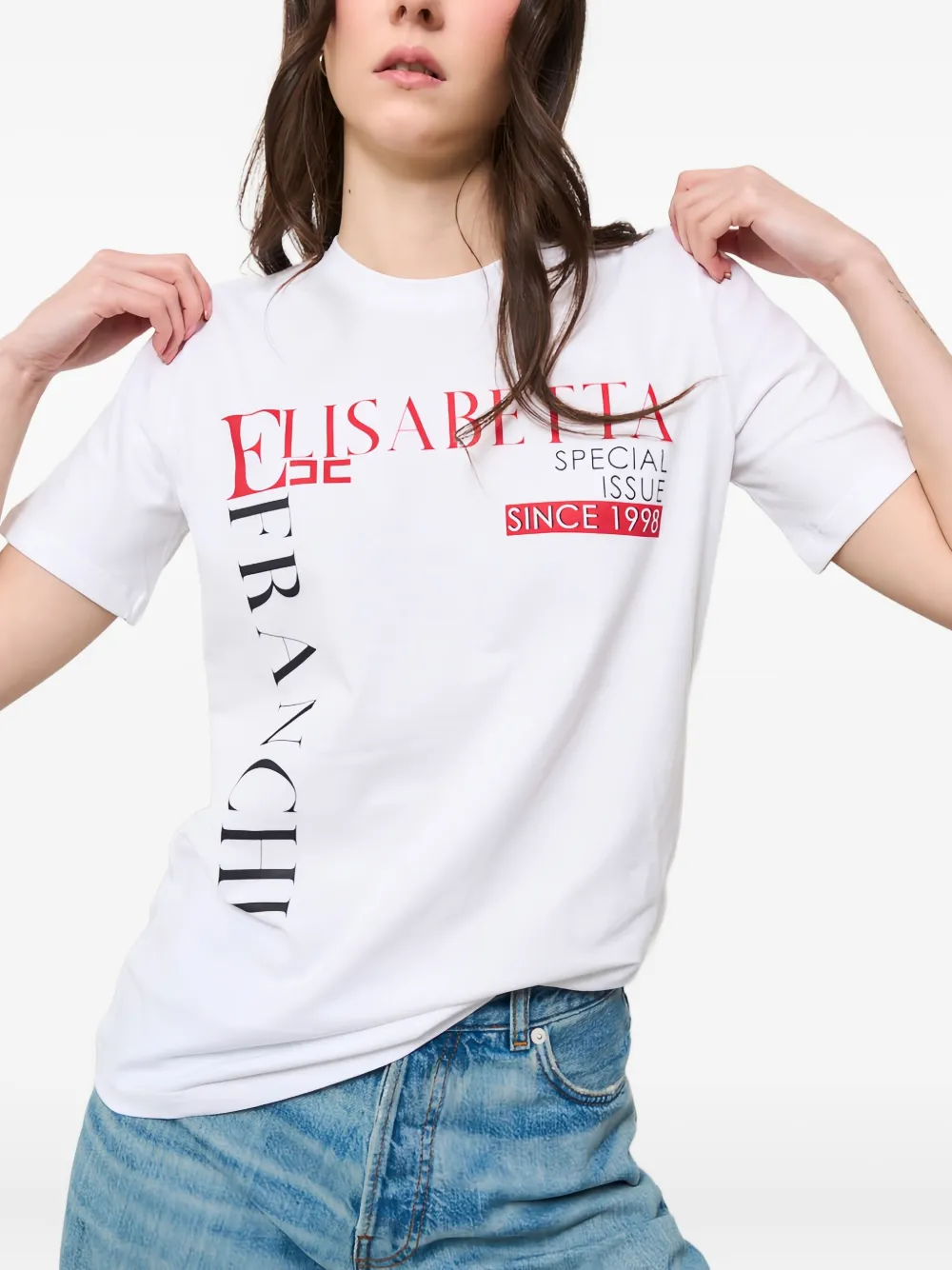 Elisabetta Franchi T-shirt met logoprint Wit