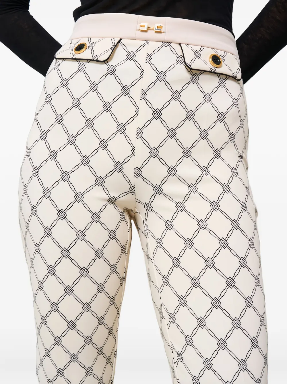 Elisabetta Franchi Broek met diamantvormig patroon Beige