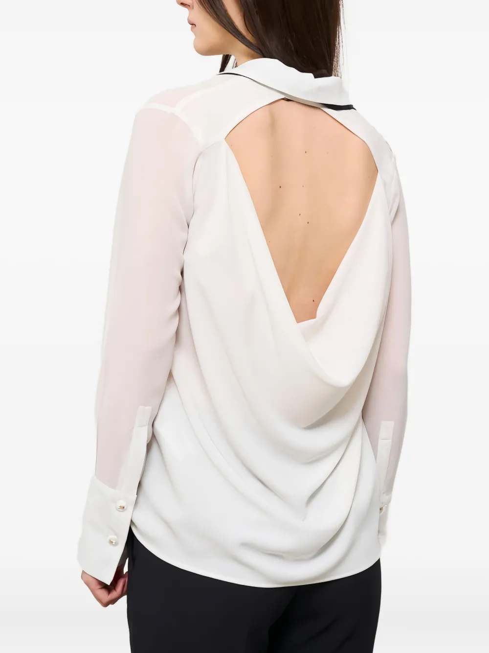 Elisabetta Franchi Bow-detail Open-back Shirt In White