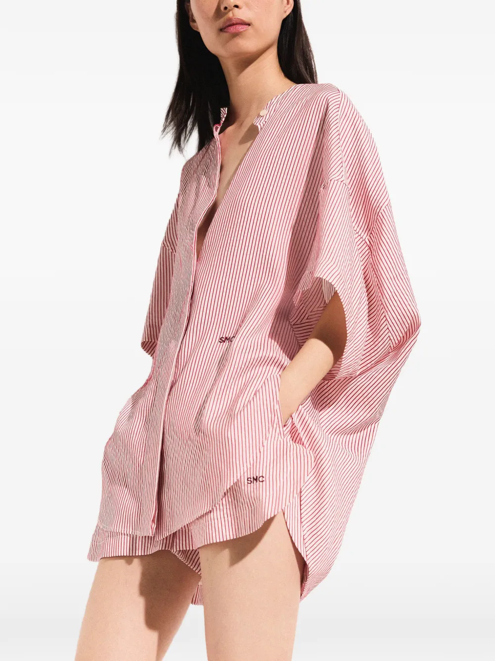 Stella McCartney Gestreepte zijden shorts Roze