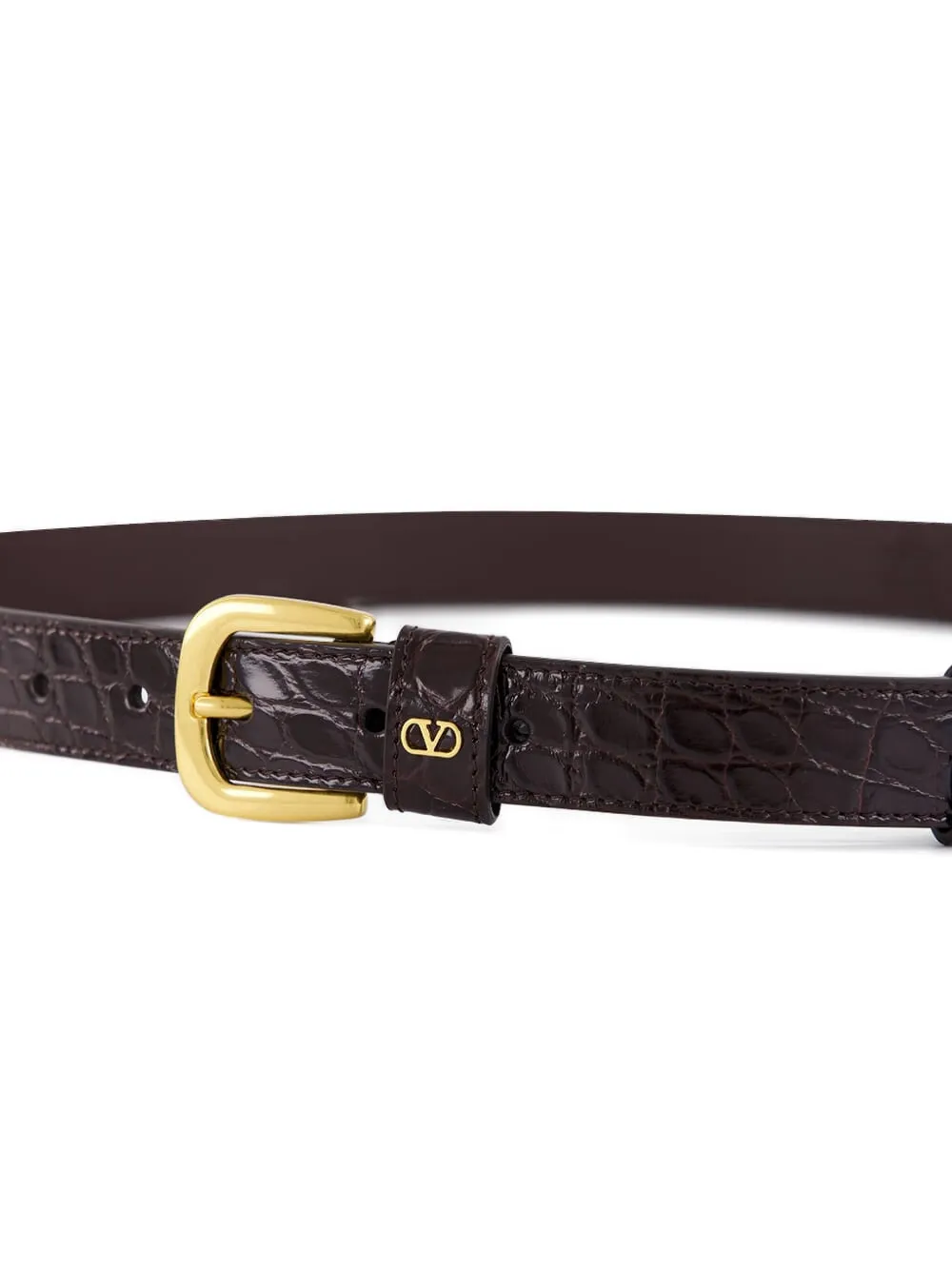 Valentino Garavani VLogo Signature leren riem met alligator-effect Bruin