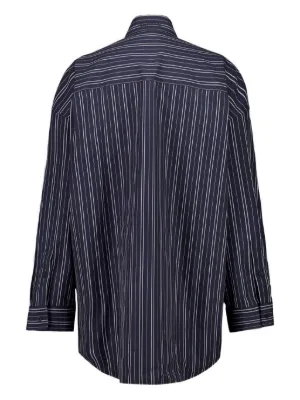 【BALENCIAGA】ネイビー の ウィメンズ タックスリーブ シャツ BALENCIAGA（バレンシアガ）ウィメンズ ウェア - FARFETCH