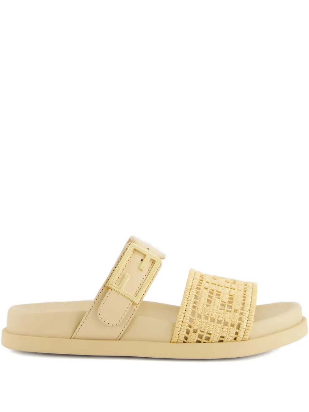 FENDI Feel buckle woven sandals Neutrals